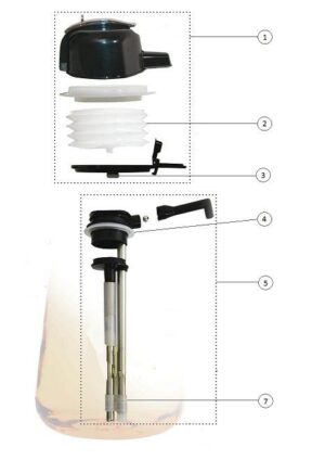 Sprängskiss som visar reservdelar tillpumptermos 2,2l