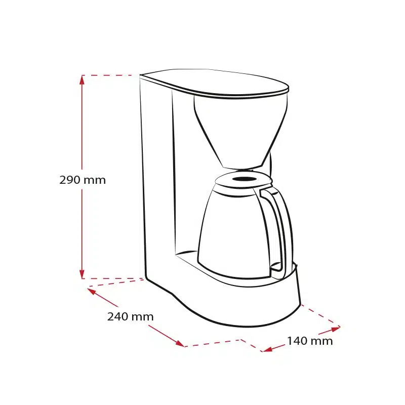 Kaffebryggare single måttskiss